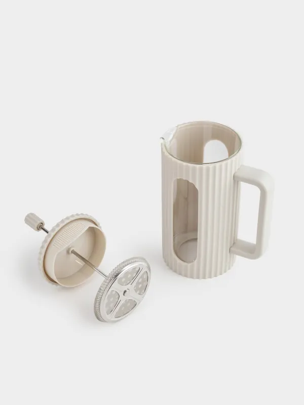 Френч-пресс, 1 л, стекло Б/сталь/пластик, бежевый, Ketto, image-5