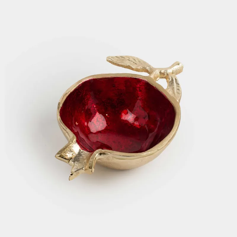 Блюдо декоративное, 15x10 см, металл, красно-золотистое, Гранат, Pomegranate