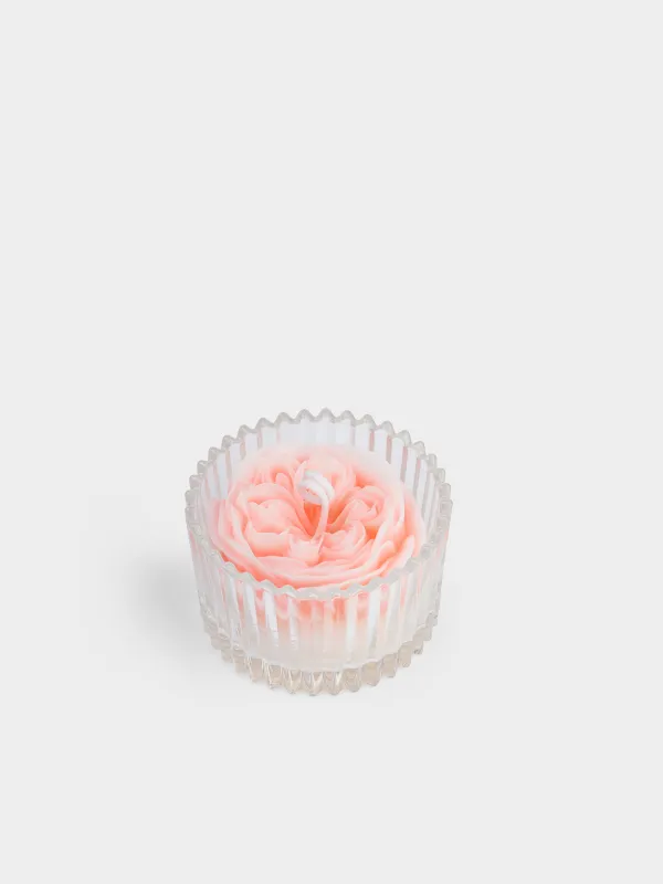Свеча ароматическая, 6х9 см, в подсвечнике, с крышкой, стекло, Blue Bell, Роза, Rose, image-3