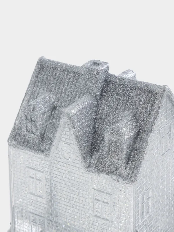 Снежный фонарь, 24 см, с подсветкой, пластик, серебристый, Сияющий дом с елками, Silver style, image-2