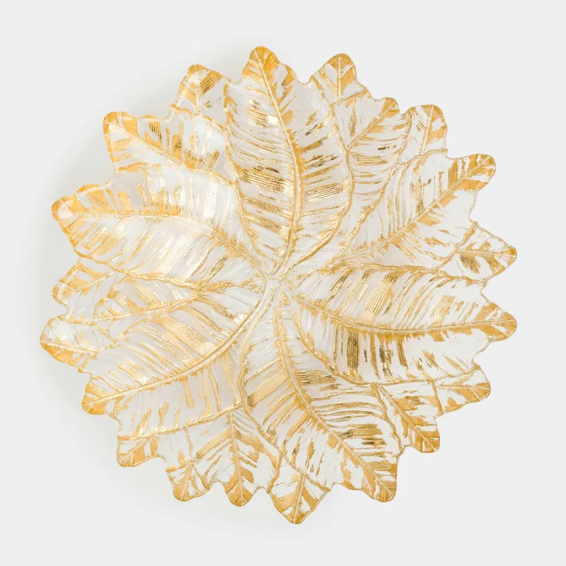 Ваза для фруктов, 31х7 см, стекло, золотистая, Цветок, Fleur, image-2