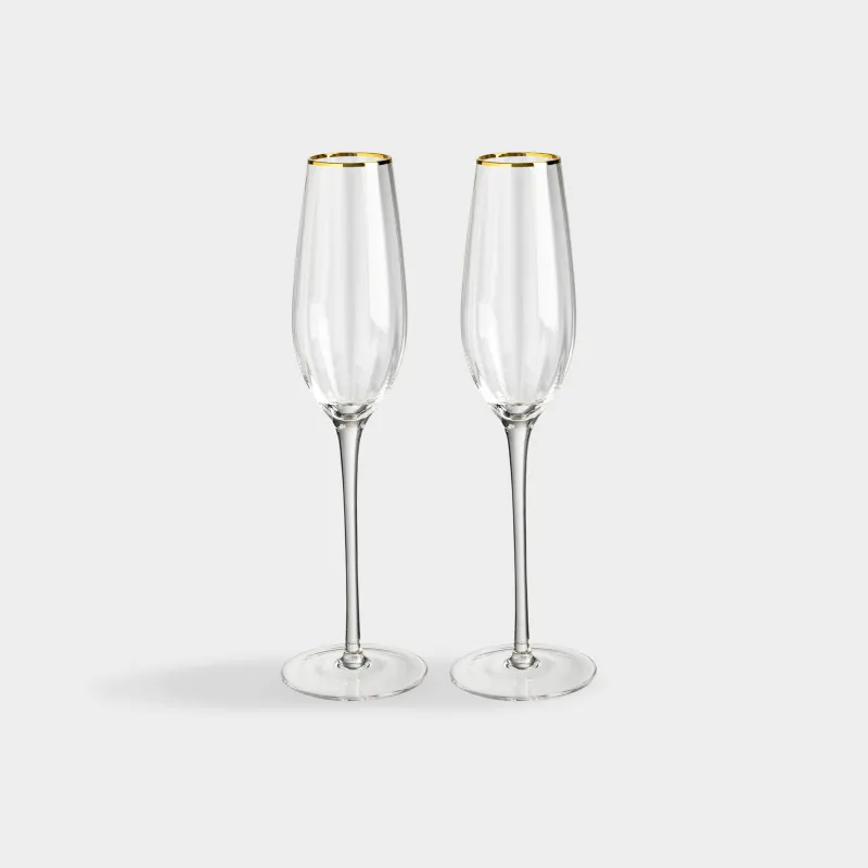 Бокал для шампанского, 2 шт, с золотистым кантом, Filo R gold