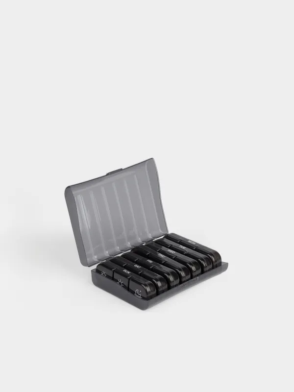 Органайзер для таблеток, 16х12 см, с чехлом, пластик, черный, Compact, image-3