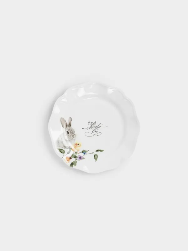 Тарелка закусочная, 19 см, фарфор N, белая, Кролик и цыпленок, Rabbit Easter, image-0