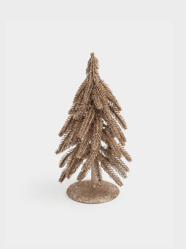 Ель искусственная, 20 см, на подставке, полиэтилен/металл, шампань, Champagne style, image-0