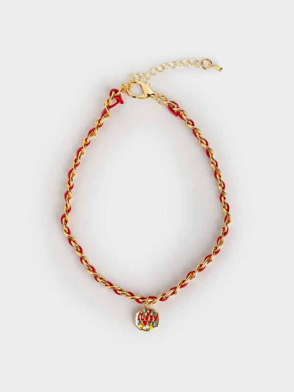 Ошейник для животных, 30 см, декоративный, полиуретан/металл, красный, Lucky, Chain pet, image-0