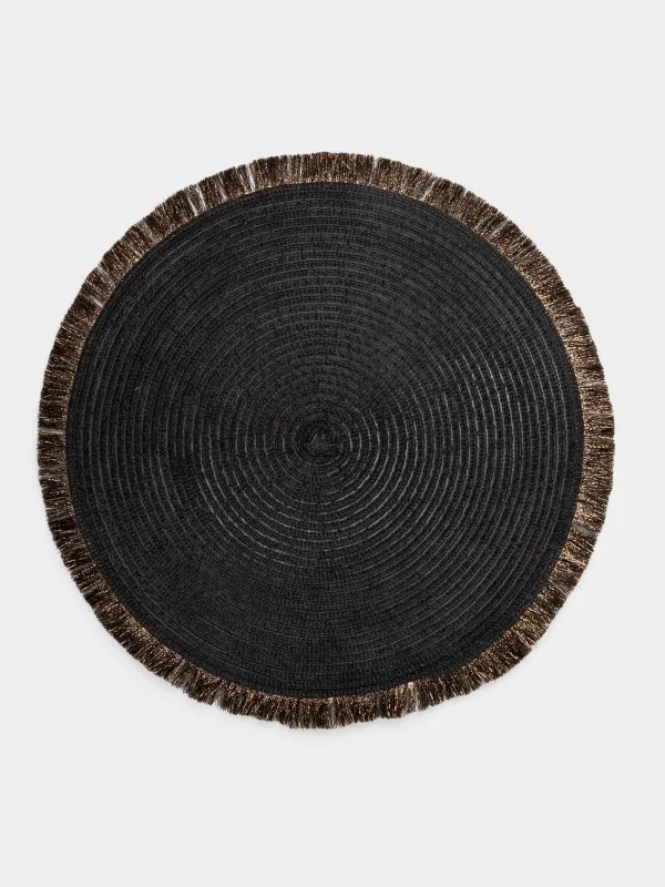 Салфетка под приборы, 38 см, с бахромой, полиэстер, круглая, темно-коричневая, Rotary shine, image-0