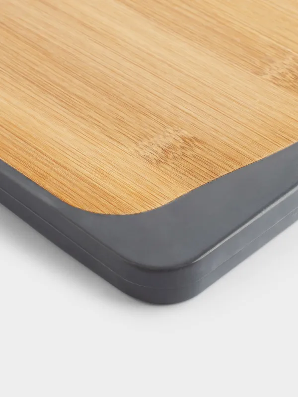 Доска разделочная, 29х20 см, двусторонняя, бамбук/пластик, черная, Marble bamboo, image-2