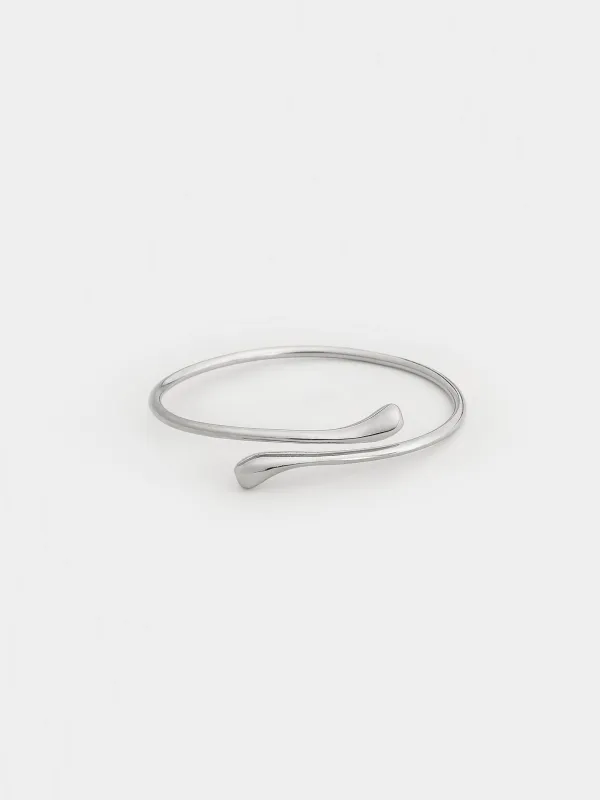 Браслет-кафф, 7 см, металл, серебристый, Капли, Jewelry, image-0