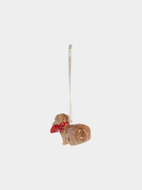 Игрушка елочная, 8х5 см, Такса с бантом, Figure christmas, image-1
