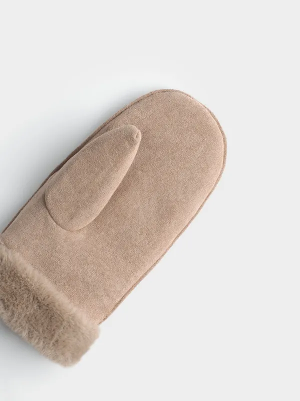 Варежки из искусственной замши с мехом, Suede warm, image-1