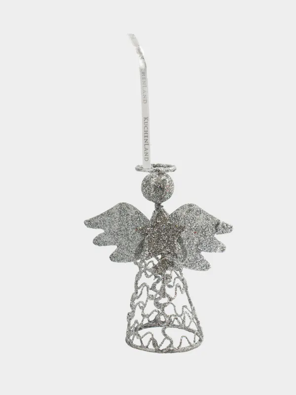 Игрушка елочная, 15 см, металл, серебристая, Ангел, Angel sparks, image-3