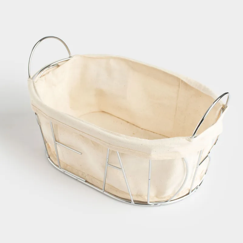Корзина для хлеба, 30x21 см, хлопок/сталь, овальная, серебристая, Bread, Twist silver, image-2