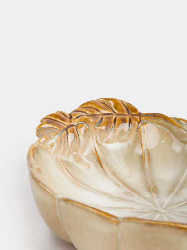 Блюдо глубокое, 23х7 см, керамика R, молочно-коричневое, Тыква с листьями, Pumpkin velir, image-4