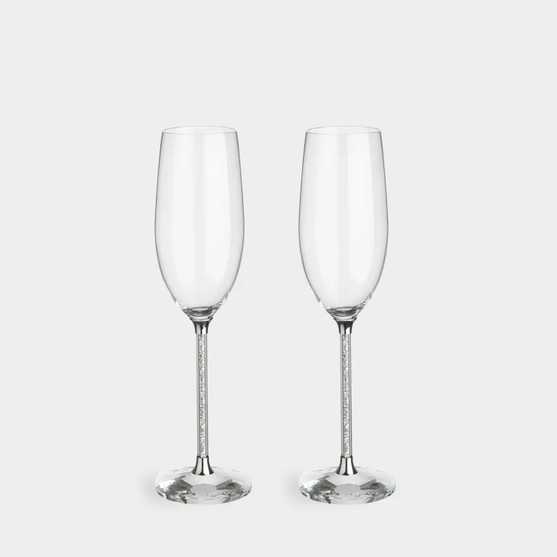 Бокал для шампанского, 2 шт, со стразами, Серебристые кристаллы, Diamond