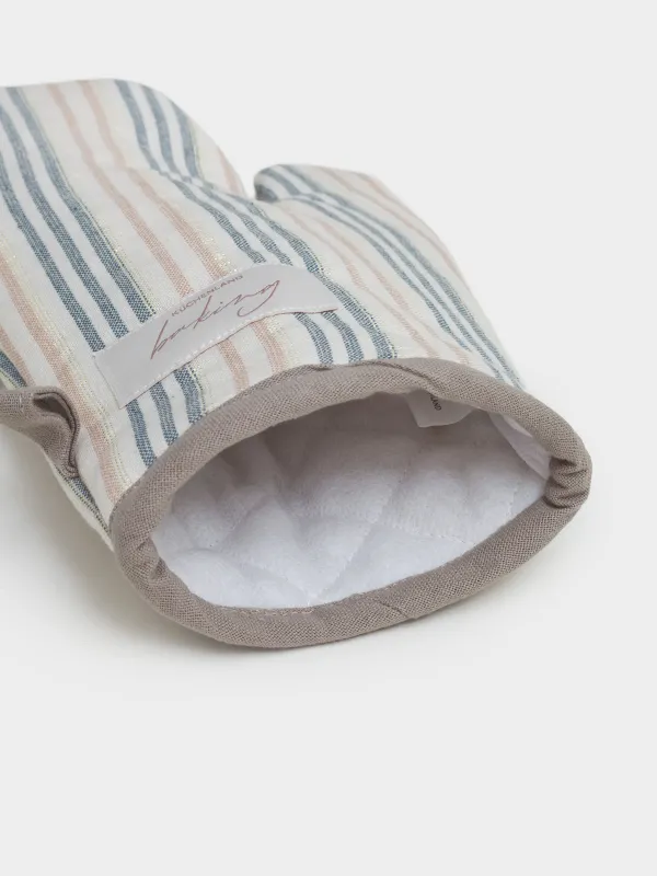 Прихватка-варежка, 18х30 см, хлопок, молочная, Полосы, Stripes kitchen, image-5