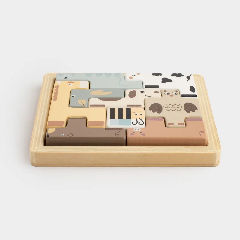 Игрушка-сортер, 13х14 см, развивающая, МДФ, цветная, Пазлы-головоломка, Kiddy, image-1