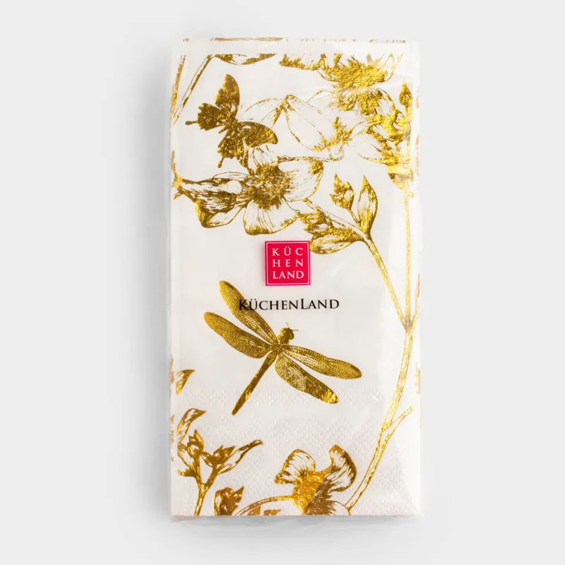 Салфетки бумажные, 33х33 см, 20 шт, прямоугольные, белые, Цветы, Flower garden, image-3