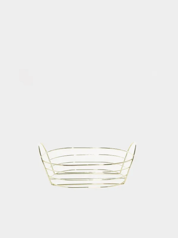 Корзина для хлеба, 27x20 см, хлопок/металл, овальная, молочная/золотистая, Twist gold, image-2