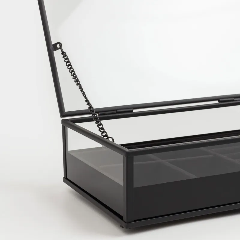 Шкатулка для украшений, 21х13 см, стекло/металл, черная, Collection, image-2
