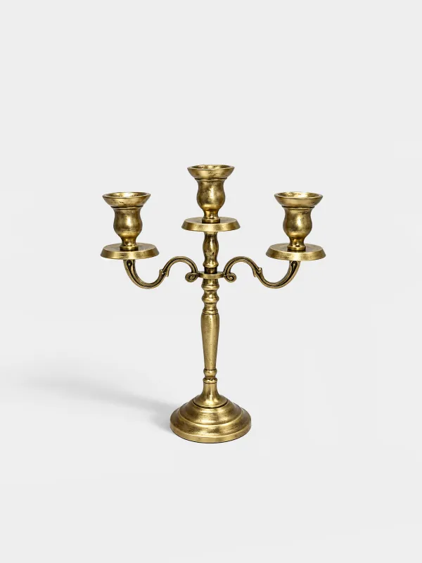 Подсвечник, 33 см, 3 тонкие свечи, Fantastic gold, image-0