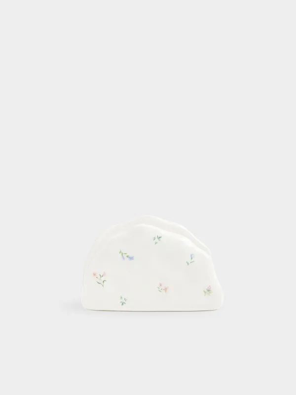 Салфетница, 12 см, керамика D, молочная, Нежные цветы, El flora, image-0