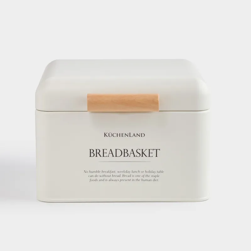 Хлебница, 20х20х14 см, металл/дерево, квадратная, молочная, Breadbasket, Course