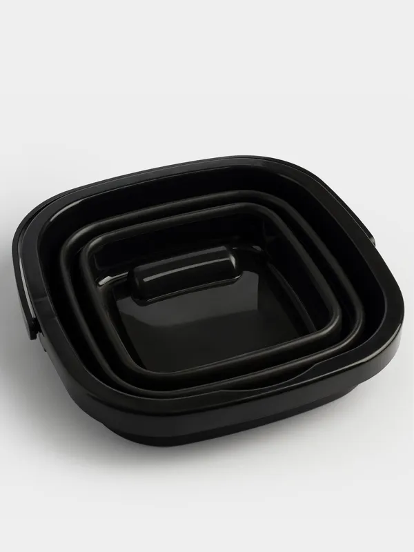 Ведро складное, 5 л, пластик/резина, квадратное, черное, Foldaway black, image-2