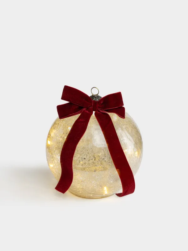 Светильник декоративный, 15 см, Шар с бантом, Ice christmas, image-0
