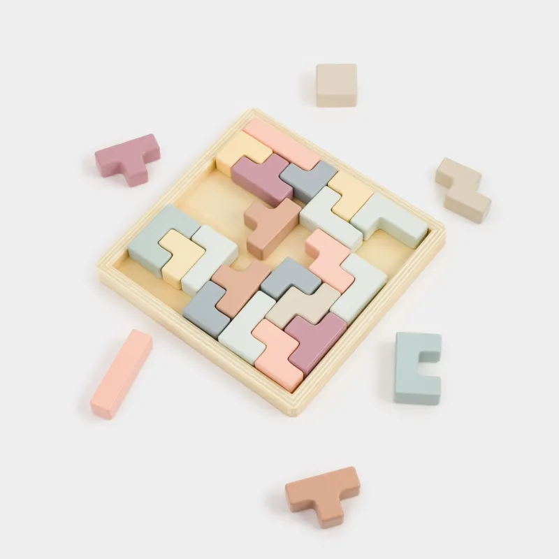 Игрушка-сортер, 17х17 см, развивающая, МДФ, цветная, Тетрис-головоломка, Kiddy, image-4