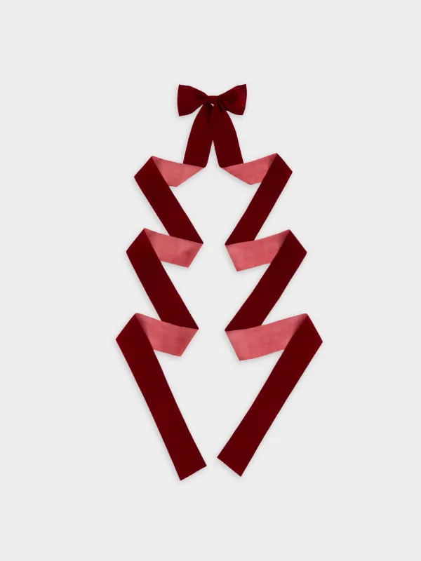 Украшение декоративное, 45x270 см, полиэстер, красное, Бант, Bow velvet, image-0