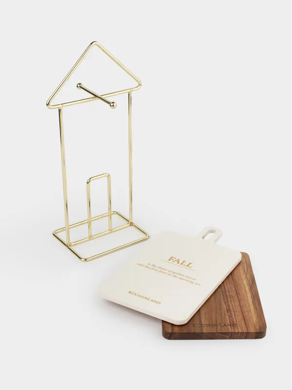Набор кухонных принадлежностей, 2 пр, на подставке, дерево/сталь, Дом, Course, image-3