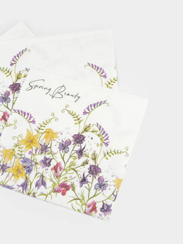 Салфетки бумажные, 33х33 см, 20 шт, квадратные, белые, Полевые цветы, Meadow, image-3