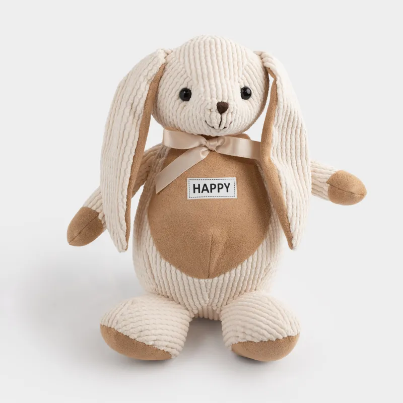 Игрушка, 21 см, мягкая, полиэстер, бежевая, Зайка с бантиком, Rabbit