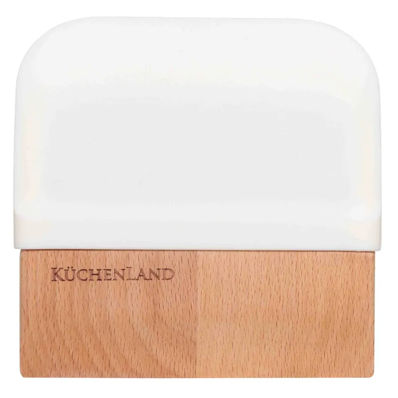 Шпатель кондитерский, 11x12 см, двойной, силикон/дерево, бежевый, Assist, image-0