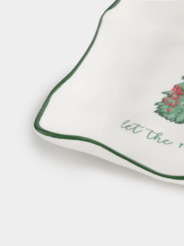 Блюдо, 22х22 см, керамика, квадратное, Лошадка с елкой, Сhristmas green, image-4