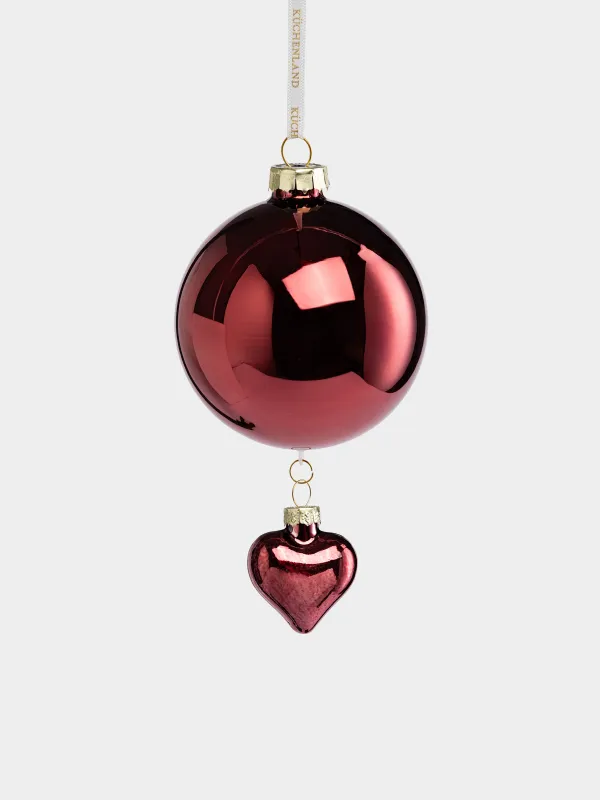 Игрушка елочная, 15 см, Шар с сердцем, Ball christmas, image-1