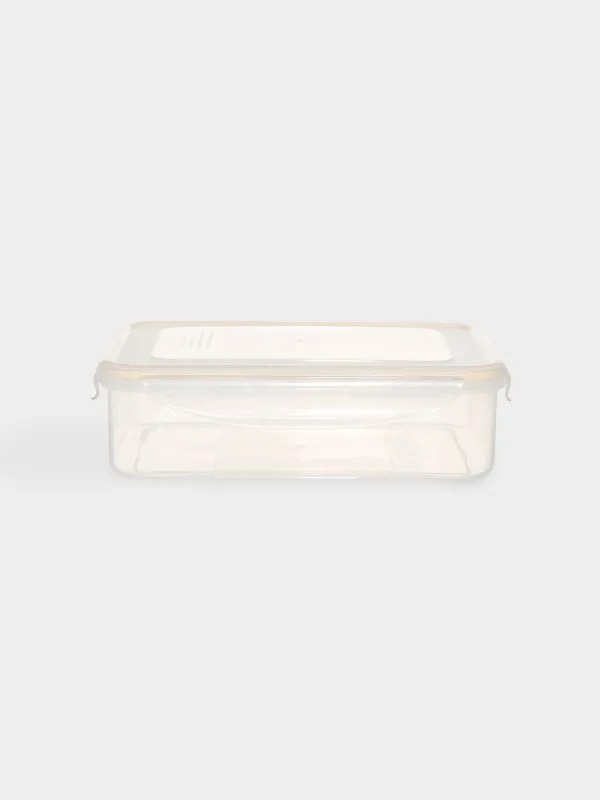 Набор контейнеров, 3 шт, с клипсами, пластик/силикон, прямоугольный, бежевый, Roomy clip, image-1