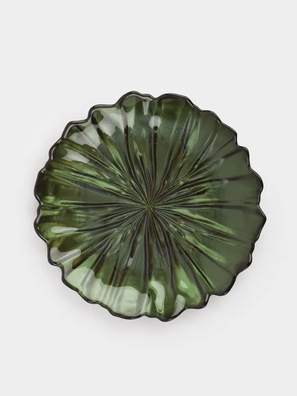 Тарелка закусочная, 21 см, стекло, зеленая, Verge, image-0