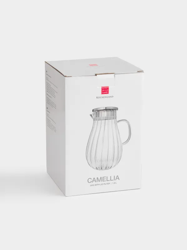 Кувшин, 1,8 л, с крышкой-фильтром, стекло Б/сталь, Camellia, image-5