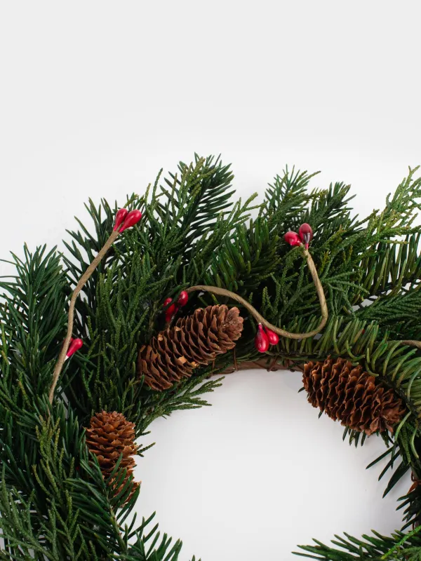 Венок рождественский, 10/22 см, дерево/пенопласт, хвойный аромат, Ягоды, Bordo berry, image-3