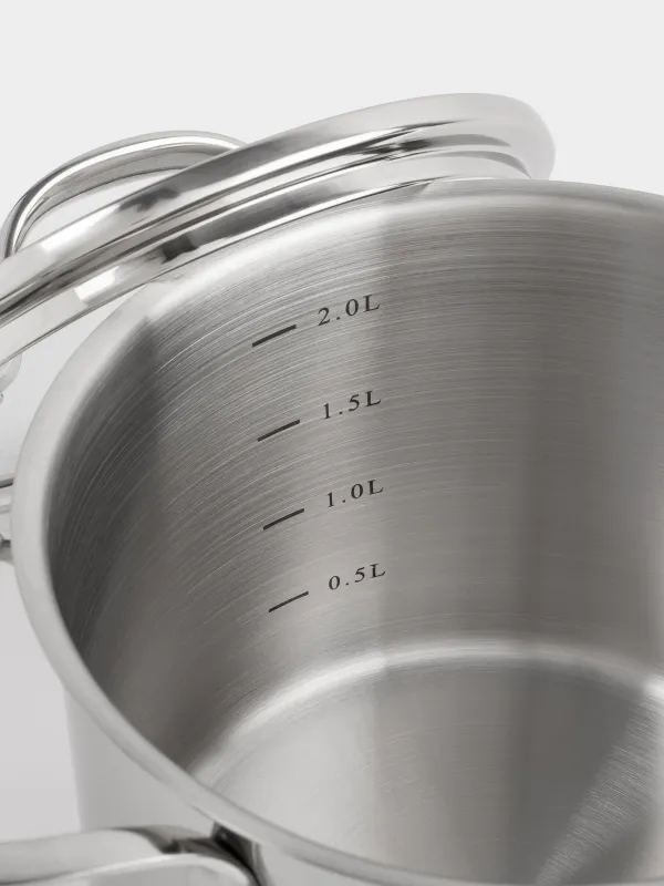 Кастрюля, 16 см, 2,4 л, с крышкой, сталь/стекло Б, Silver Stone, image-2