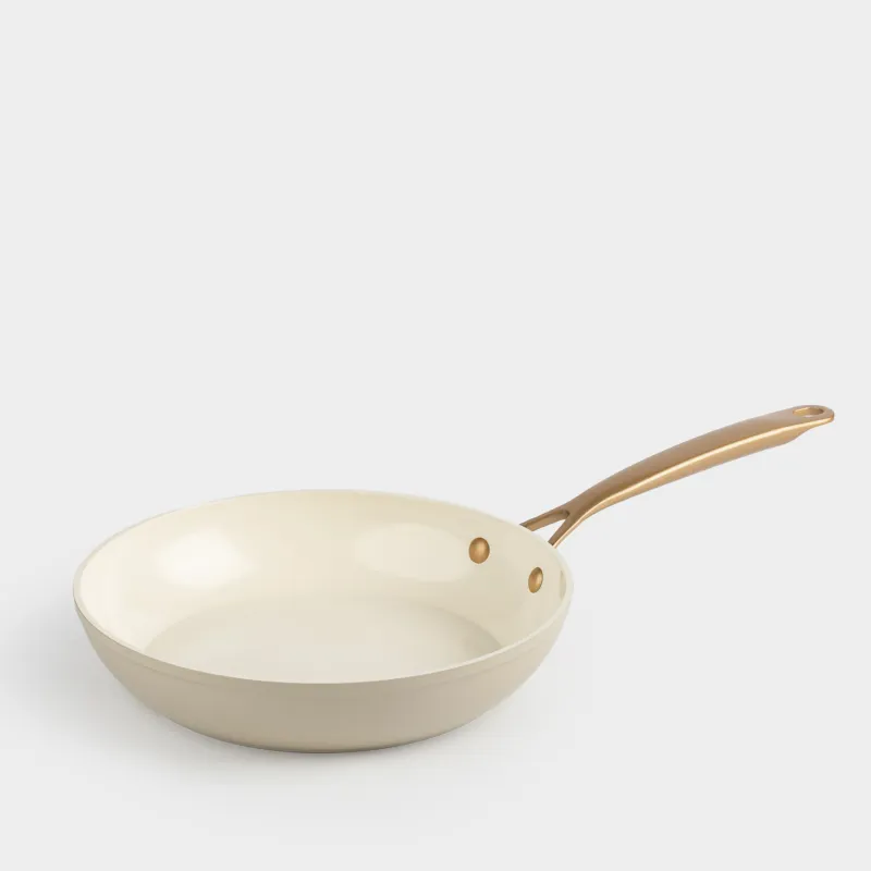 Сковорода, 24 см, с покрытием, алюминий, молочная, Piatto gold