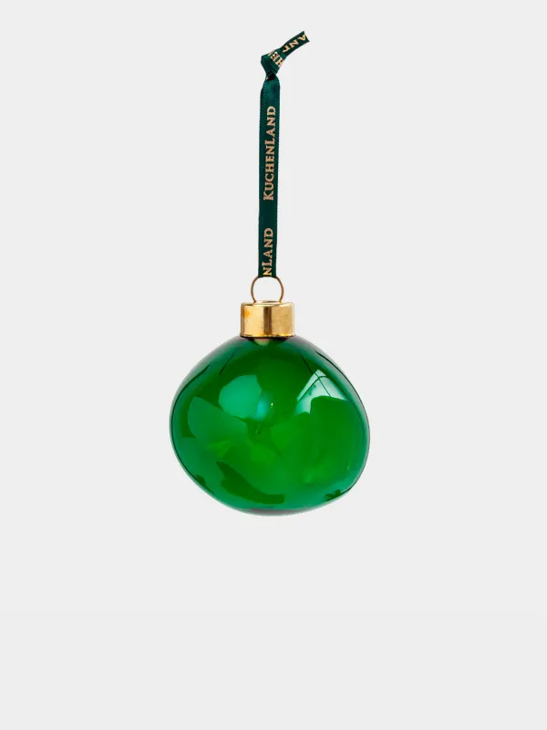 Игрушка елочная, 6 см, стекло, зеленая, Абстрактный шар, Abstract figure, image-1