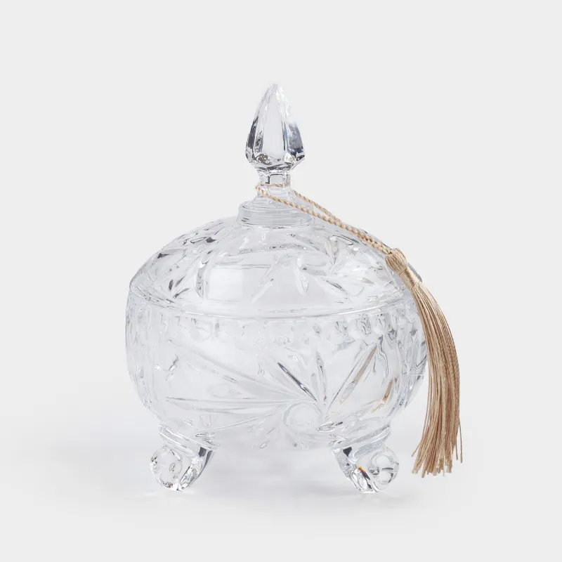 Конфетница, 15х11 см, 290 мл, с крышкой, с кисточкой, стекло Р, Rabat