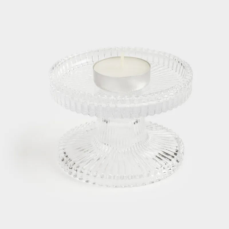 Подсвечник, 9 см, двусторонний, для тонкой/цилиндрической свечи, на ножке, стекло, Ribedic, image-4