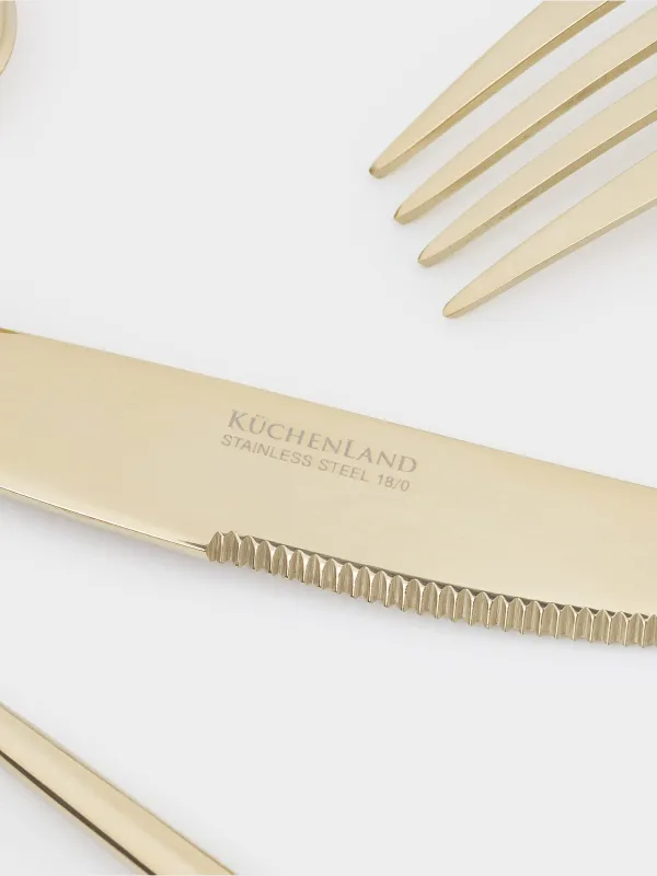 Столовые приборы, 6 перс, 24 пр, сталь, золотистые, Montreal, image-2