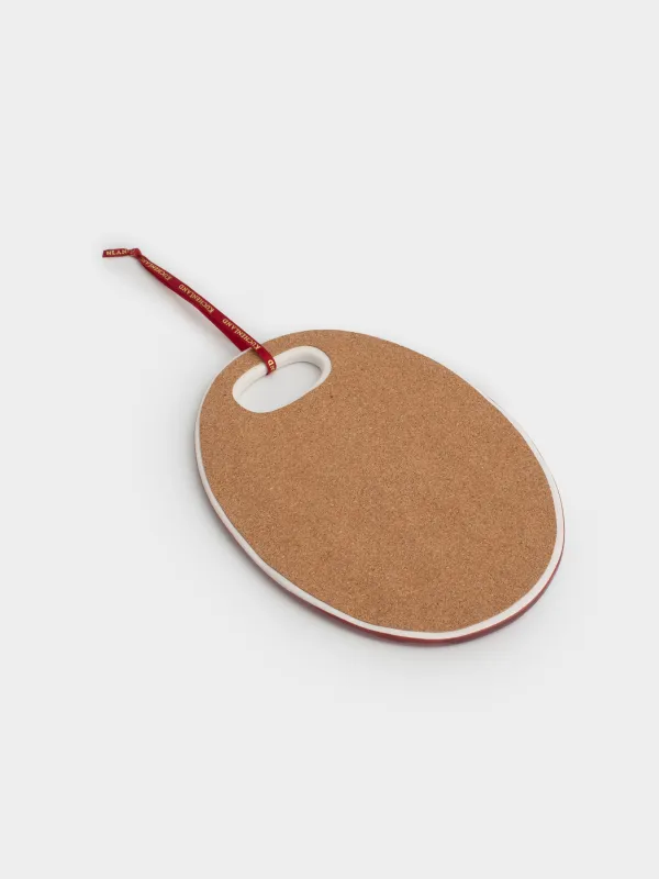 Подставка под горячее, 15x20 см, керамика/пробка, овальная, Елка с бантами, Christmas tree, image-4