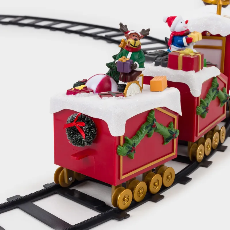 Железная дорога игрушечная, M, музыкальная, с подсветкой, Красный поезд, Game rail, image-2