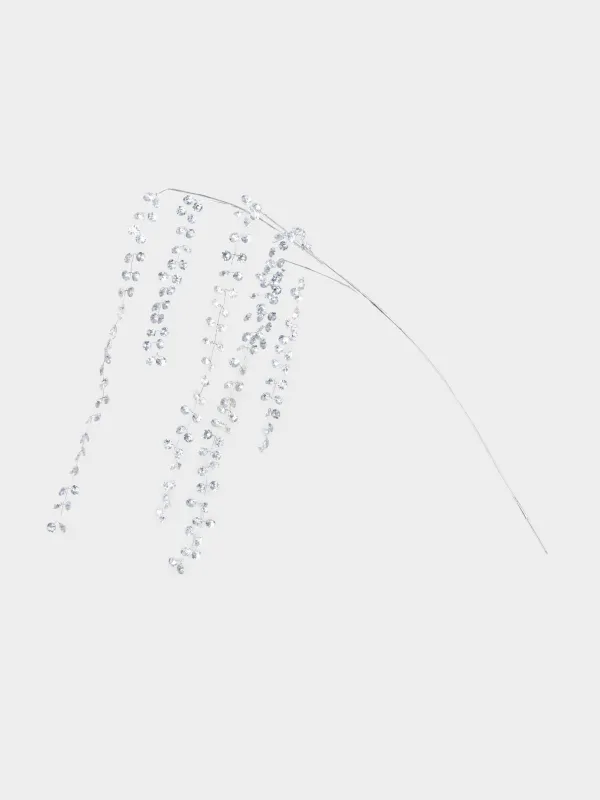 Ветка декоративная, 68 см, пластик/металл, Серебристые кристаллы, Crystal decor, image-0